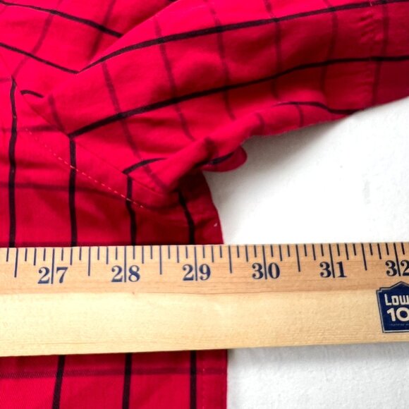 Sean John Mens Shirt 3XB Red Black Plaid & Button Down Shirt Cotton Poly Blend - Picture 7 of 9